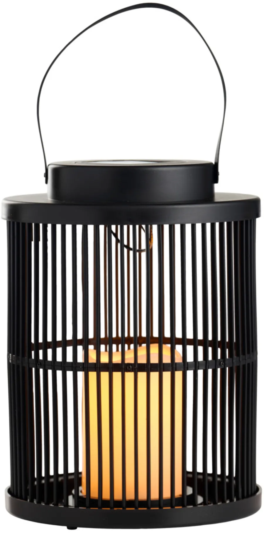 Garden® Sæsonafslutning|Solcellelamper|Lanterne med solceller Ø18 x 25 cm - Sort