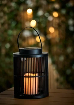 Garden® Sæsonafslutning|Solcellelamper|Lanterne med solceller Ø18 x 25 cm - Sort