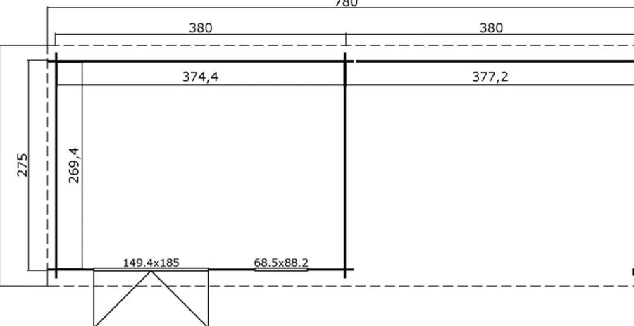 Lasita Maja Bjælkehytter|Redskabsrum|hytte & overdække Reno 275 x 760 cm