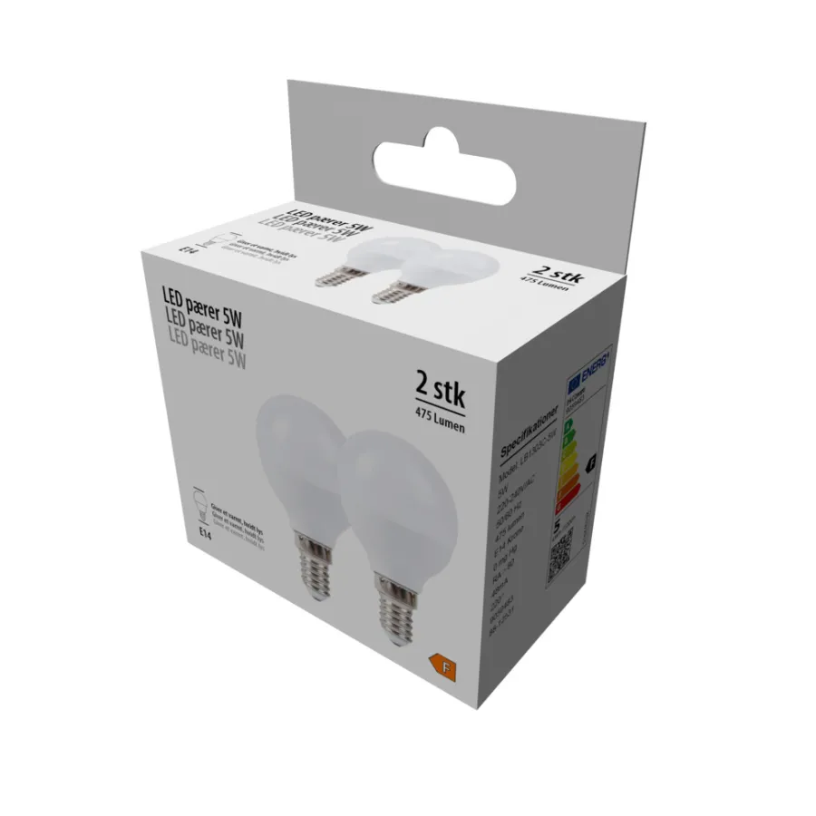 Led-Pærer|LED-kronepære 4,9 W E14 2-pk.
