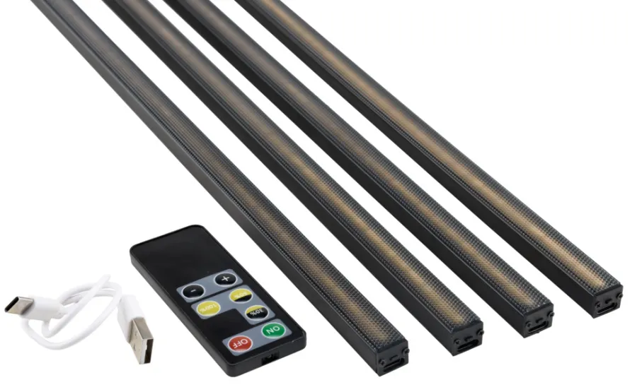 FibroTech Led-Bånd|LED-lysskinne til akustikpanel sort 3 meter 4-pk.