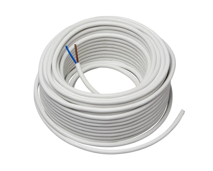 Kabler & Ledninger|Ledning rund 2 x 0,75 mm 25 meter Hvid