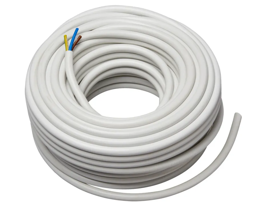 Kabler & Ledninger|Ledning rund 3 x 1,5 mm² 25 meter Hvid