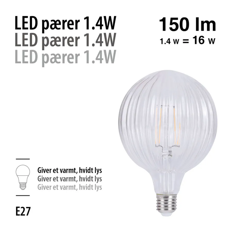 Led-Pærer|LED-pære Stripes klar 1,4 W E27