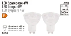 Led-Pærer|LED-spotpære 4 W GU10 2-pk.