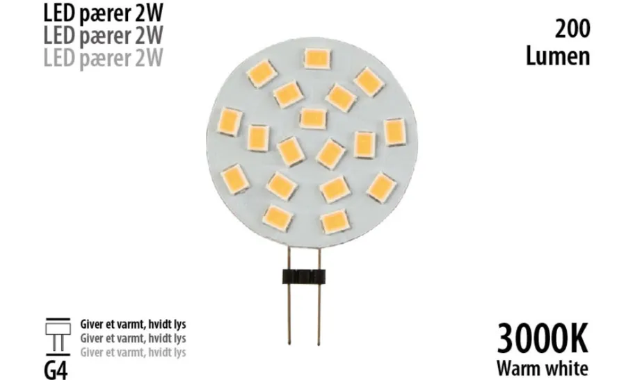 Led-Pærer|LED-stiftpære 2 W G4