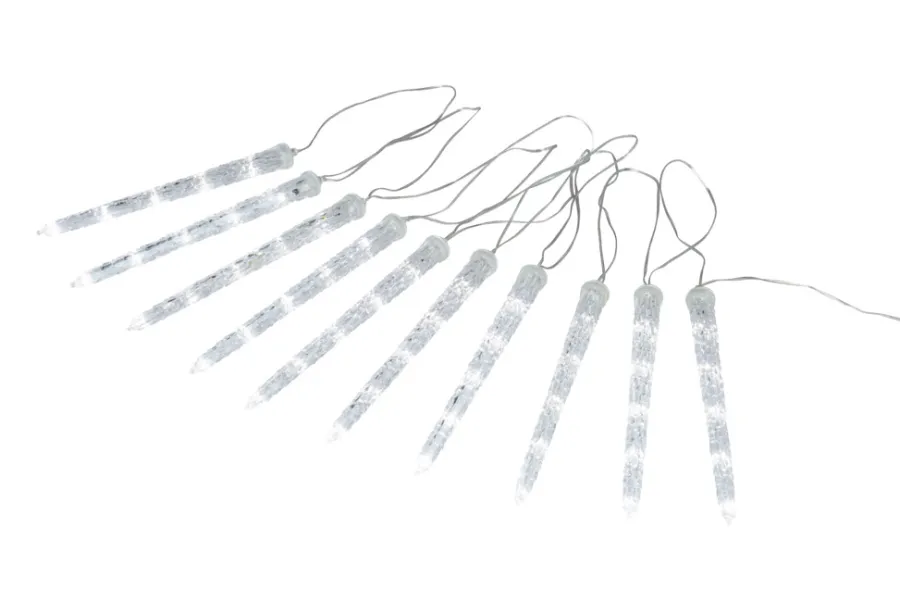 Stemning® Dekorativ Belysning - Udendørs|Lyskæde m/istapper 10 LED hvid 9,5 meter