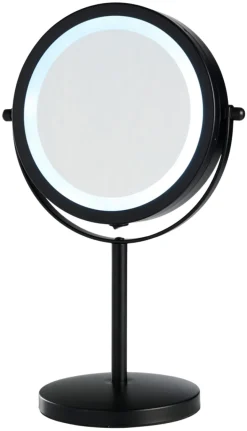 DAY Tilbehør Til Badeværelset|Spejle|Makeup spejl m/lys Ø 17,5 cm - Sort