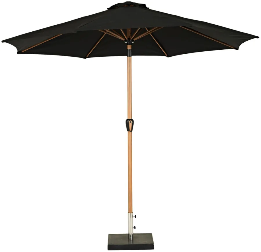 Sunlife® Sæsonafslutning|Parasoller & Markiser|Markedsparasol Stockholm Ø300 cm sort/teak m/krank -
