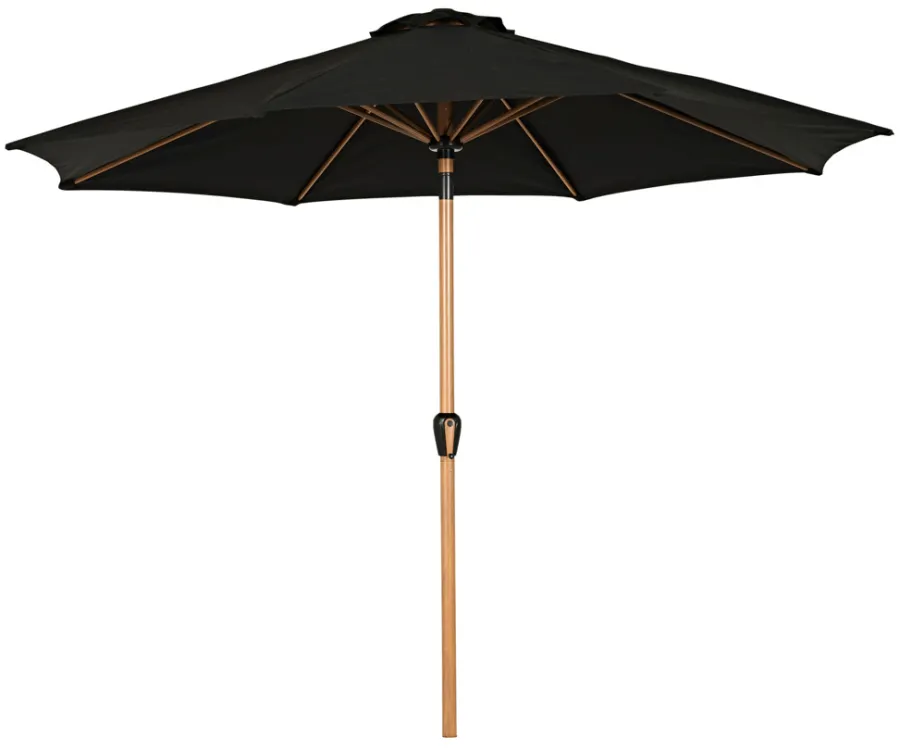 Sunlife® Sæsonafslutning|Parasoller & Markiser|Markedsparasol Stockholm Ø300 cm sort/teak m/krank -