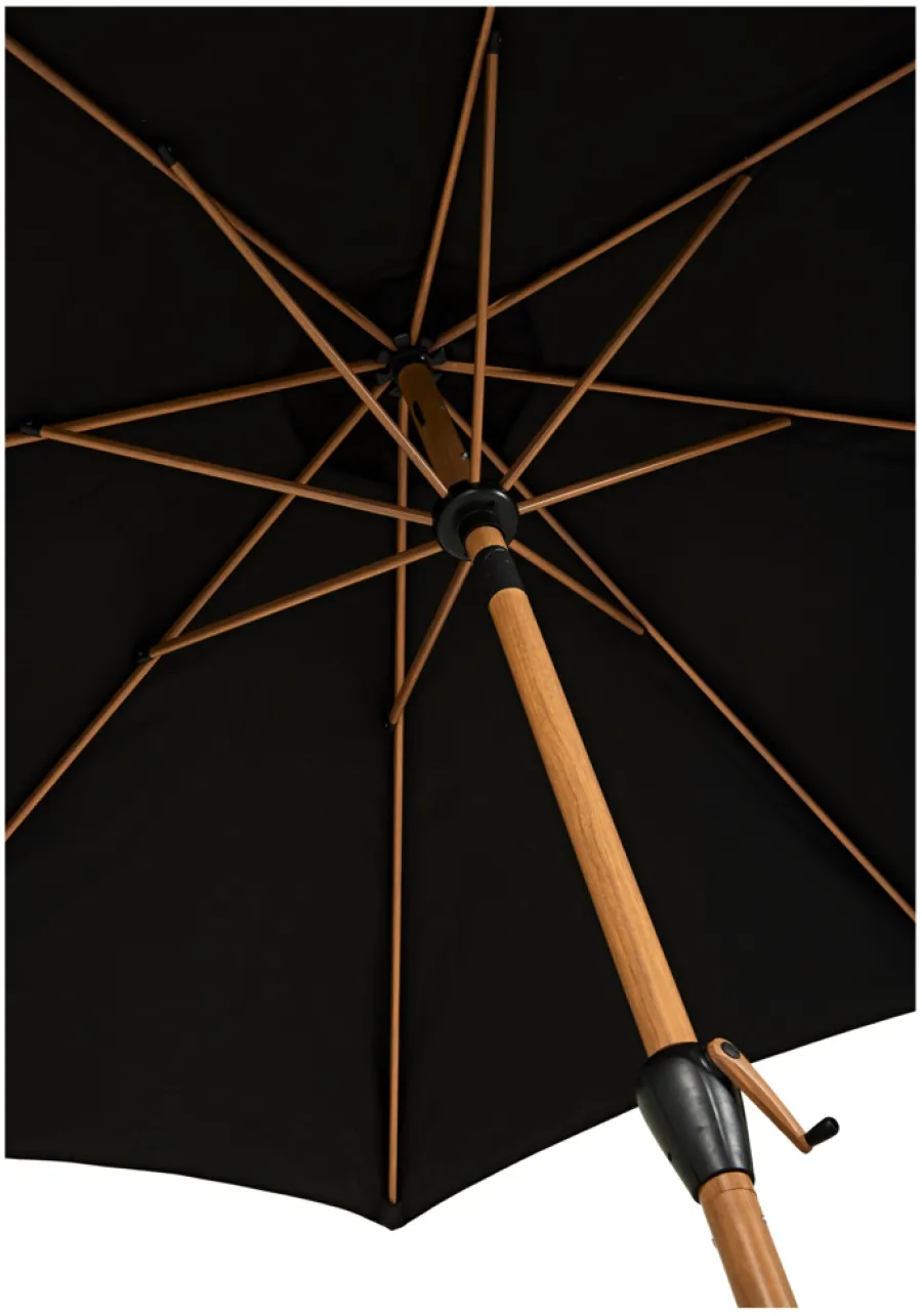 Sunlife® Sæsonafslutning|Parasoller & Markiser|Markedsparasol Stockholm Ø300 cm sort/teak m/krank -