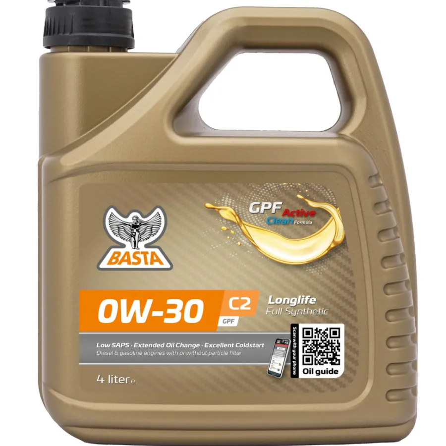 Basta Motorolie & Sprinklervæske|Motorolie 0W-30 C2 fuldsyntetisk - 4 liter