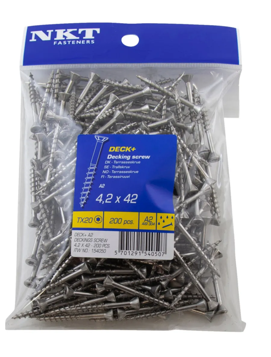 NKT Fasteners Skruer|DECK+ terrasseskrue 4,2 x 42 mm 200 stk.