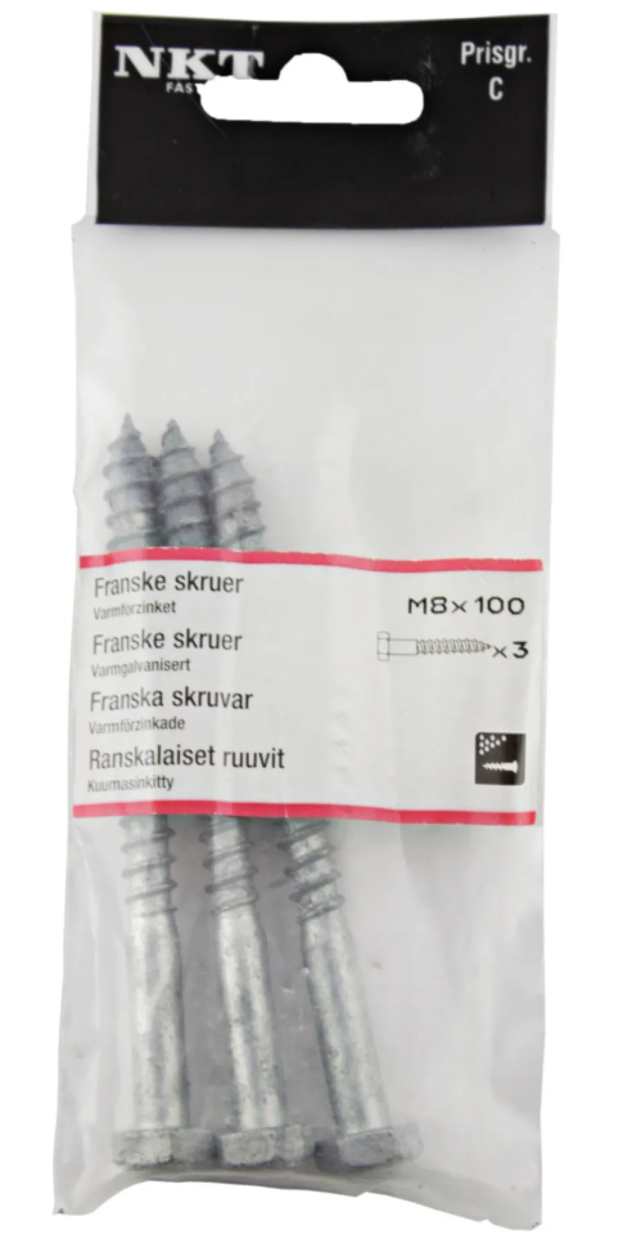NKT Fasteners Skruer|fransk skrue 8 x 100 mm 3 stk.