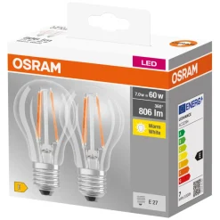 Osram Led-Pærer|LED Base standardpære E27 7 W 2-pk.