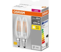 Osram Led-Pærer|LED kertepære E14 4 W 2-pk.