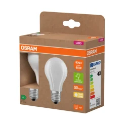 Osram Led-Pærer|LED mat standardpære E27 3,8 W 2-pk.