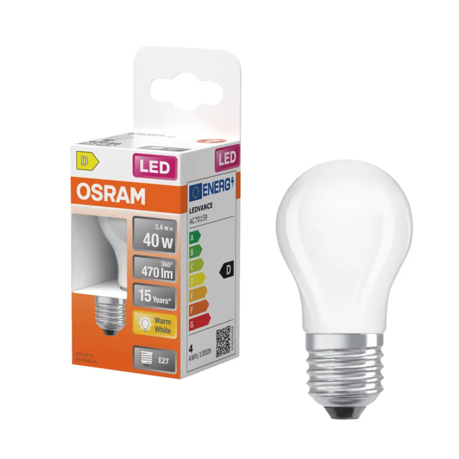 Osram Led-Pærer|LED Star Classic mat kronepære E27 3,4 W