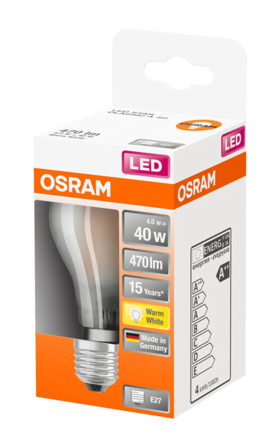 Osram Led-Pærer|LED Star Classic mat standardpære E27 4 W
