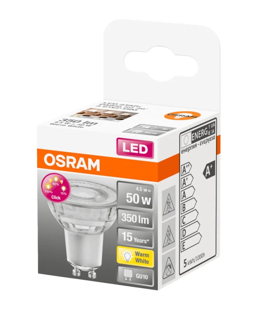 Osram Led-Pærer|LED Star+ PAR16 dæmpbar 4,5 W GU10