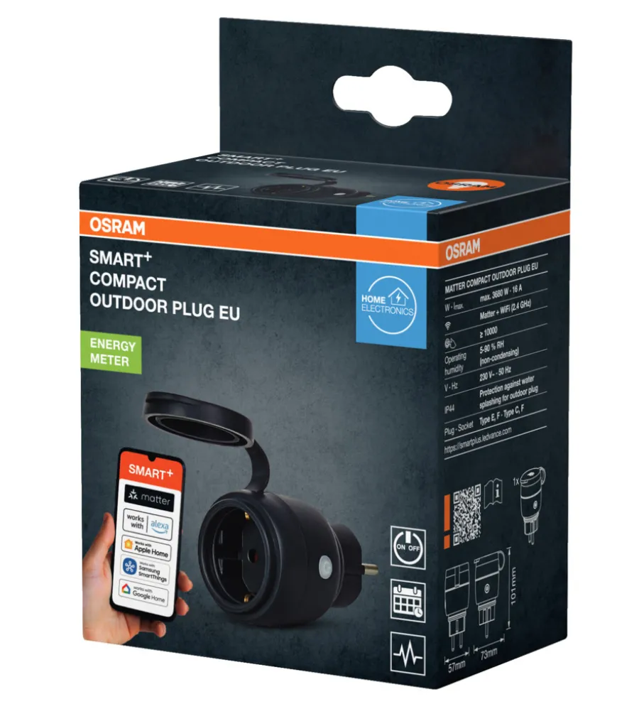 Osram Stikdåser|Smart Stik & Sensorer|SMART+ Compact Plug EU energimåler Sort