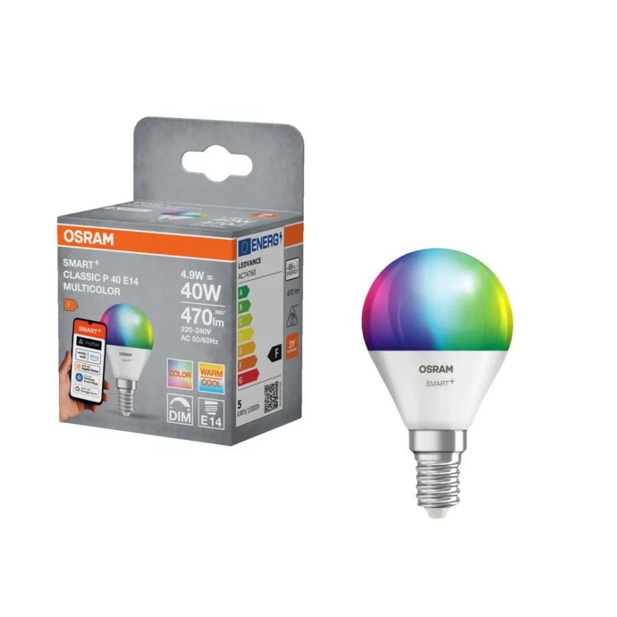 Osram Led-Pærer|Smart Pærer|SMART+ RGB+TW kronepære E14 4,9 W