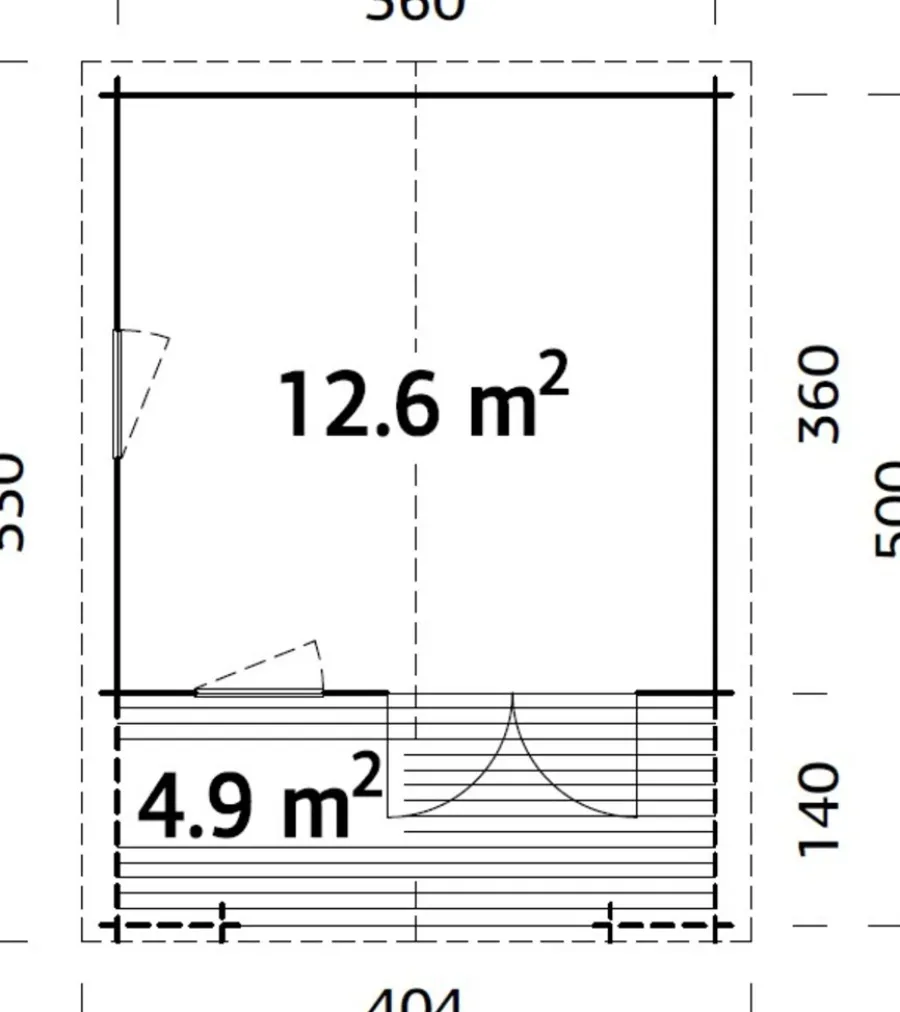 Palmako Bjælkehytter|hytte Kristian 12,6 m² 360 x 360 cm