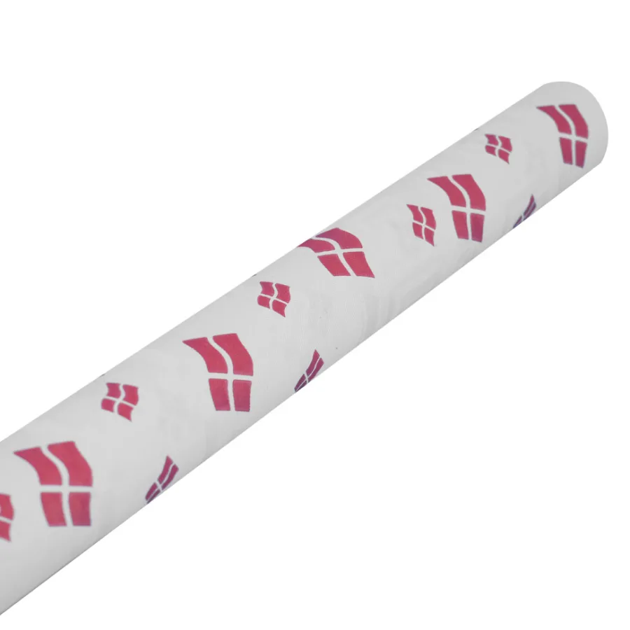 Pynt & Festudstyr|Boligindretning|Papirdug hvid med flag 1,2 x 5 meter Hvid med dannebrogsflag