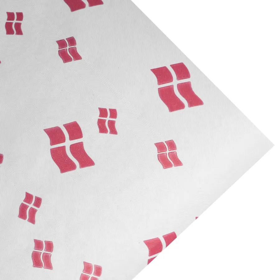 Pynt & Festudstyr|Boligindretning|Papirdug hvid med flag 1,2 x 5 meter Hvid med dannebrogsflag