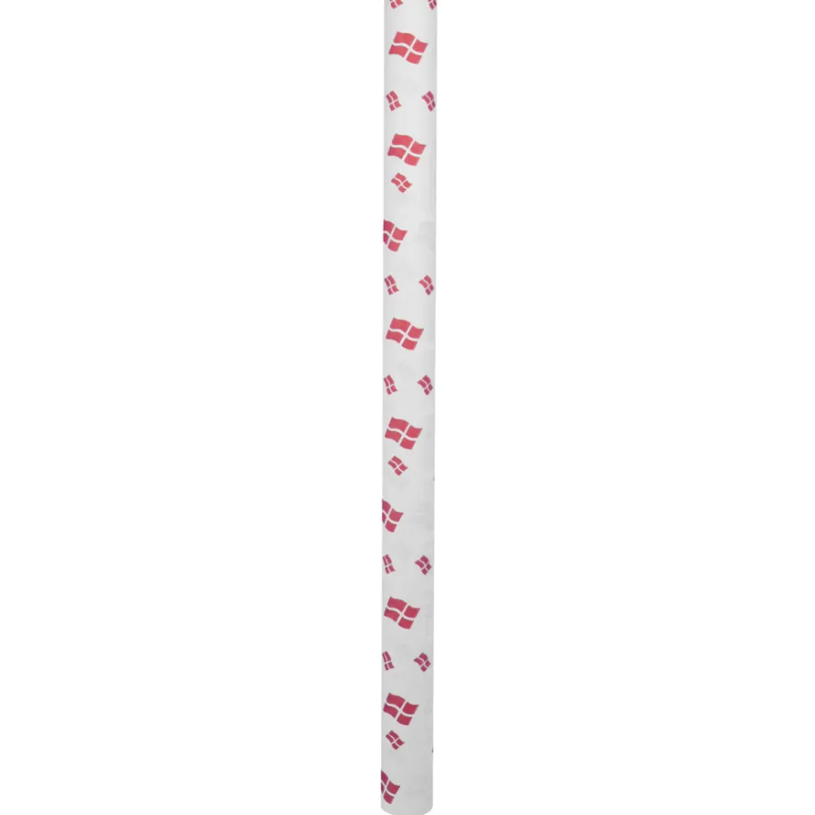 Pynt & Festudstyr|Boligindretning|Papirdug hvid med flag 1,2 x 5 meter Hvid med dannebrogsflag