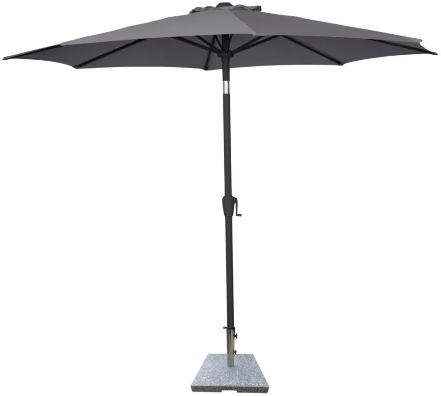 Sunlife® Sæsonafslutning|Parasoller & Markiser|Parasol Arizona grå m/krank og tilt Ø300 cm - Grå dug og sort stang