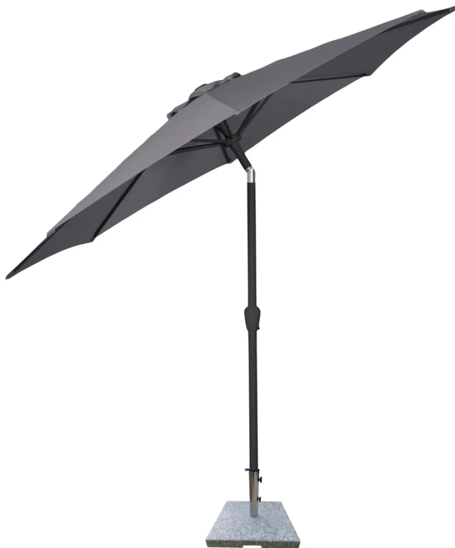 Sunlife® Sæsonafslutning|Parasoller & Markiser|Parasol Arizona grå m/krank og tilt Ø300 cm - Grå dug og sort stang