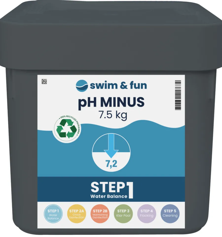 Swim & Fun Poolkemi & Testudstyr|pH-Minus granulat 7,5 kg -