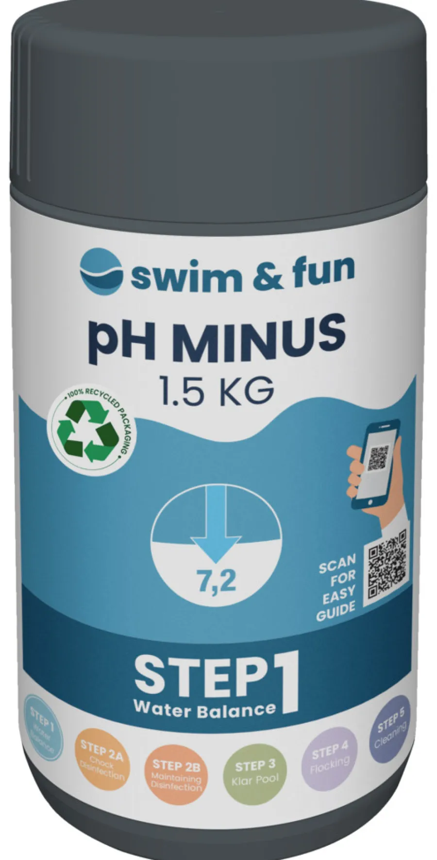 Swim & Fun Poolkemi & Testudstyr|pH-Minus granulat 1,5 kg -