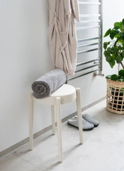 Havestole|Plastik taburet råhvid