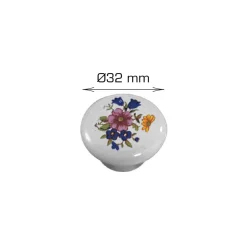 HOME it Greb & Hængsler|Porcelænsknop hvid med deko Ø32 mm 2 stk.