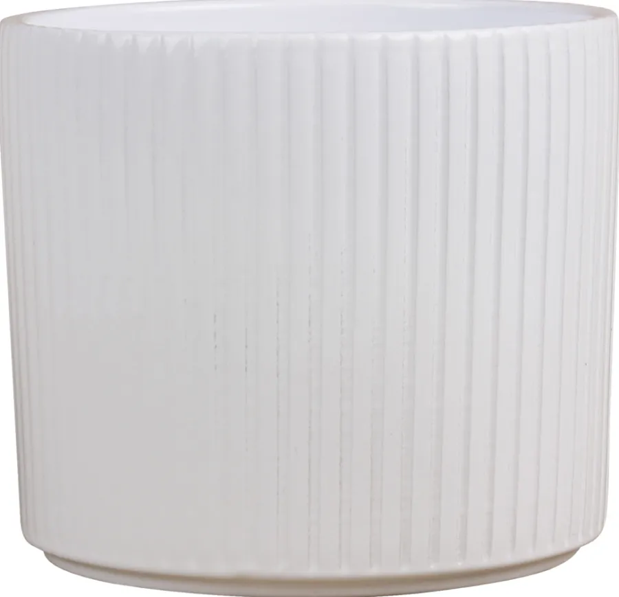 Scan-Pot Krukker|Potteskjuler Pillar Stripes hvid Ø11,5 cm