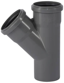 Afløbsrør|PP grenrør grå 75 mm x 45 gr