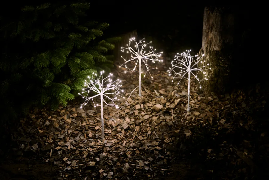 Stemning® Dekorativ Belysning - Udendørs|3 pyntetræer 3 x 60 Micro-LED H40 cm Hvid
