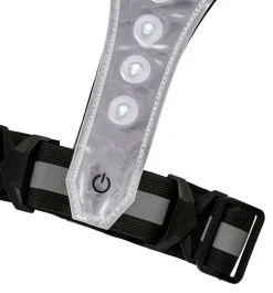 BikeZone® Sikkerhedsudstyr|Cykeltilbehør|Refleksvest med LED sort/grå - Sort med grå refleksstriber