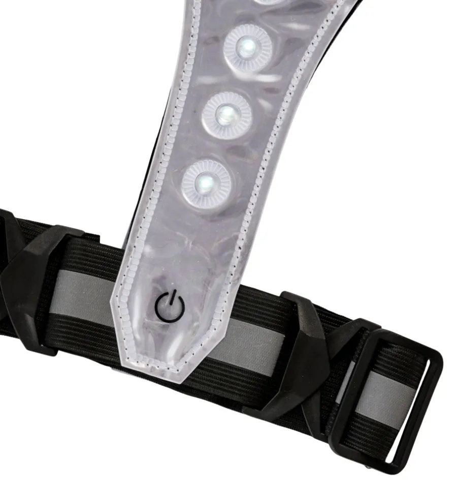 BikeZone® Sikkerhedsudstyr|Cykeltilbehør|Refleksvest med LED sort/grå - Sort med grå refleksstriber