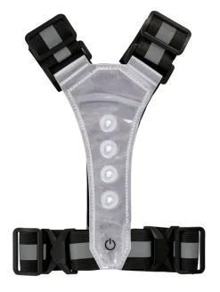 BikeZone® Sikkerhedsudstyr|Cykeltilbehør|Refleksvest med LED sort/grå - Sort med grå refleksstriber