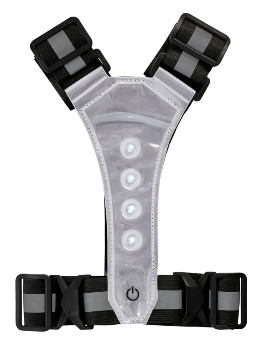 BikeZone® Sikkerhedsudstyr|Cykeltilbehør|Refleksvest med LED sort/grå - Sort med grå refleksstriber