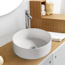 Håndvaske|Rund porcelænsvask fritstående/topmonteret Ø36 cm Hvid
