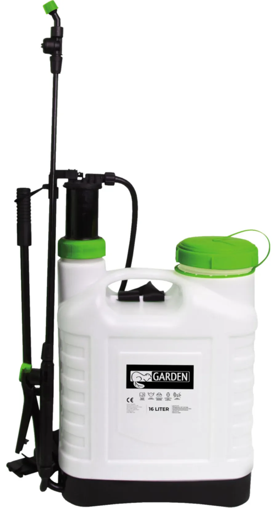 Garden® Pumper & Tryksprøjter|Rygsprøjte 16 liter - Sort. hvid og grøn
