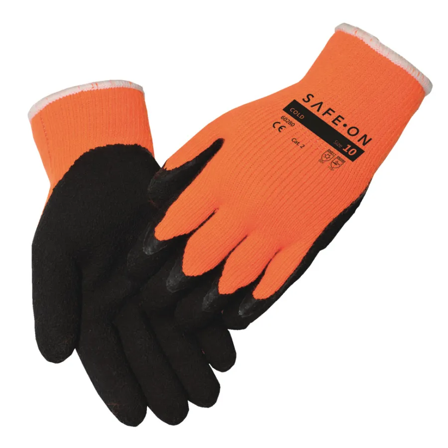 Safe-On Arbejdshandsker|Cold arbejdshandsker str. 8 Orange/sort