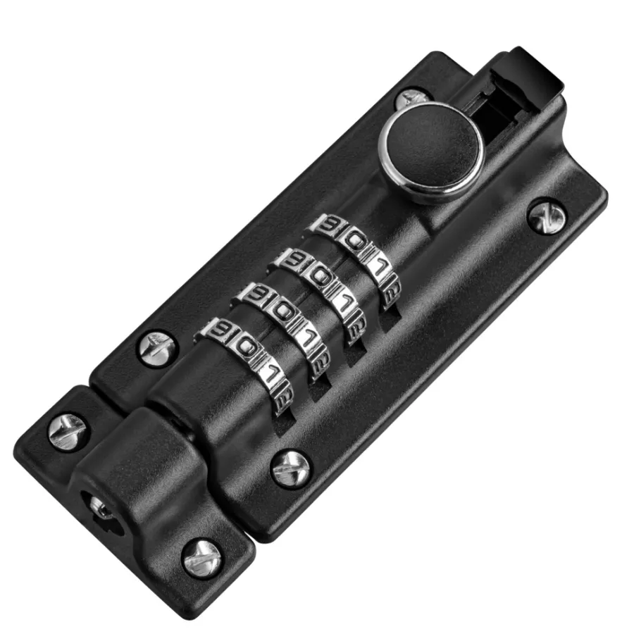 The lock Låsebeslag|Skudrigle med kodelås 120 x 48 mm Sort