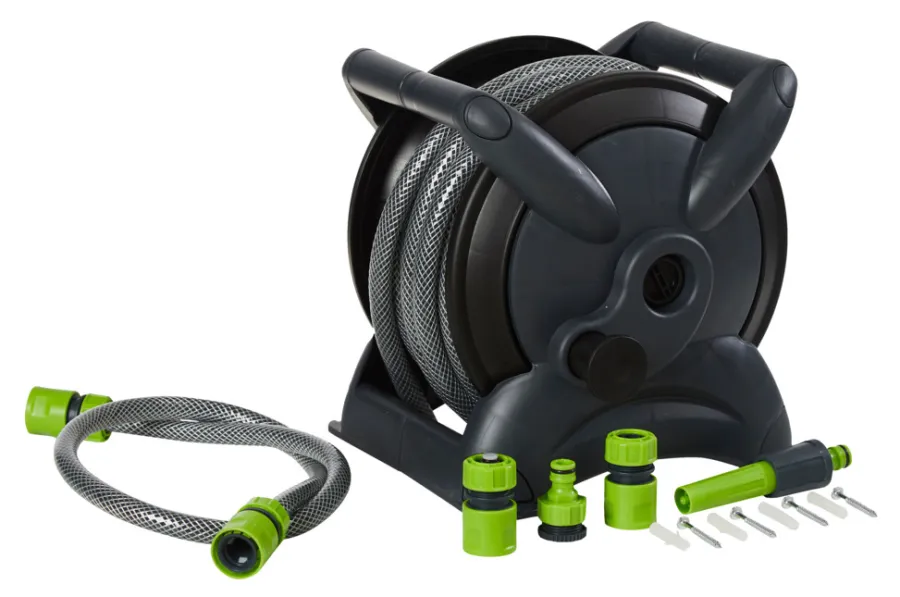 Garden® Haveslanger & Tilbehør|Slangeopruller m/15 m slange, 3 koblinger og pistol
