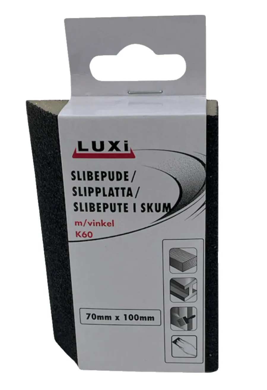 LUXI® Sandpapir|Slibepude m/vinkel korn 60, 70x100 mm -