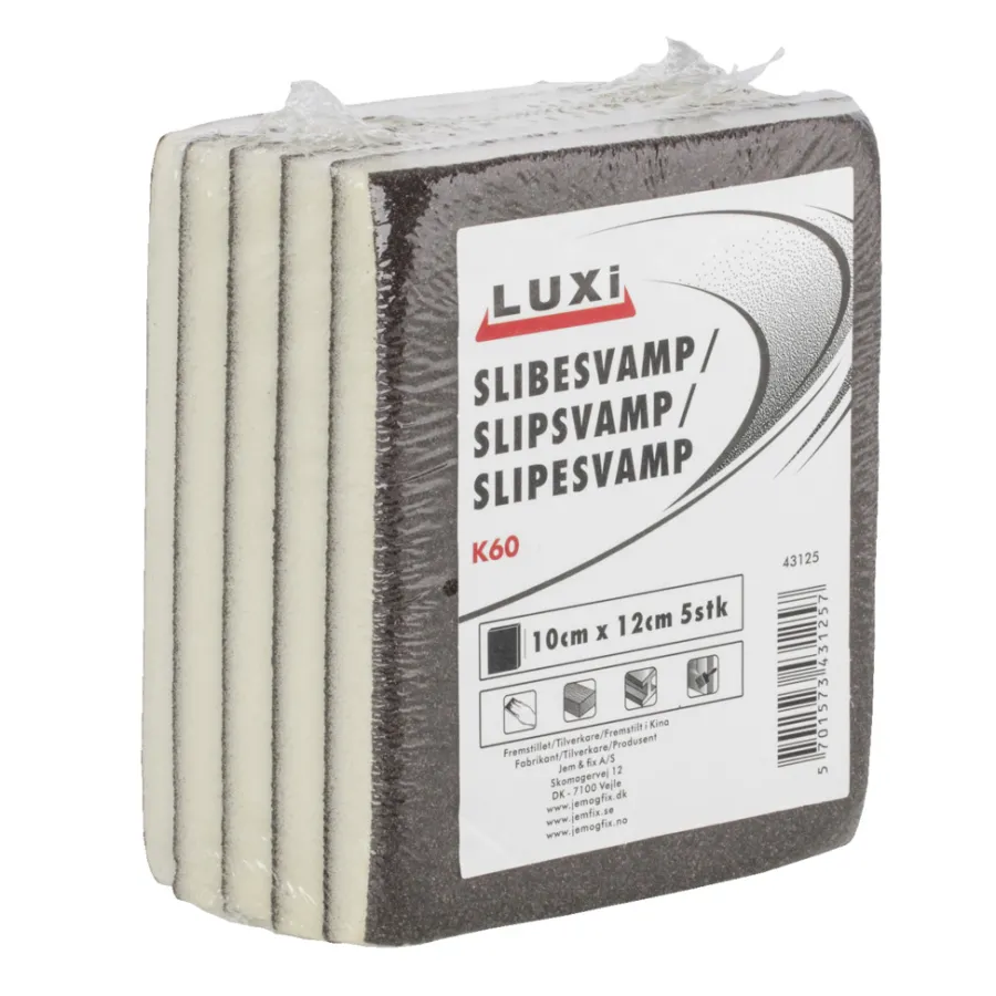 LUXI® Sandpapir|Slibesvamp korn 60 - 10 x 12 mm 5 stk. -